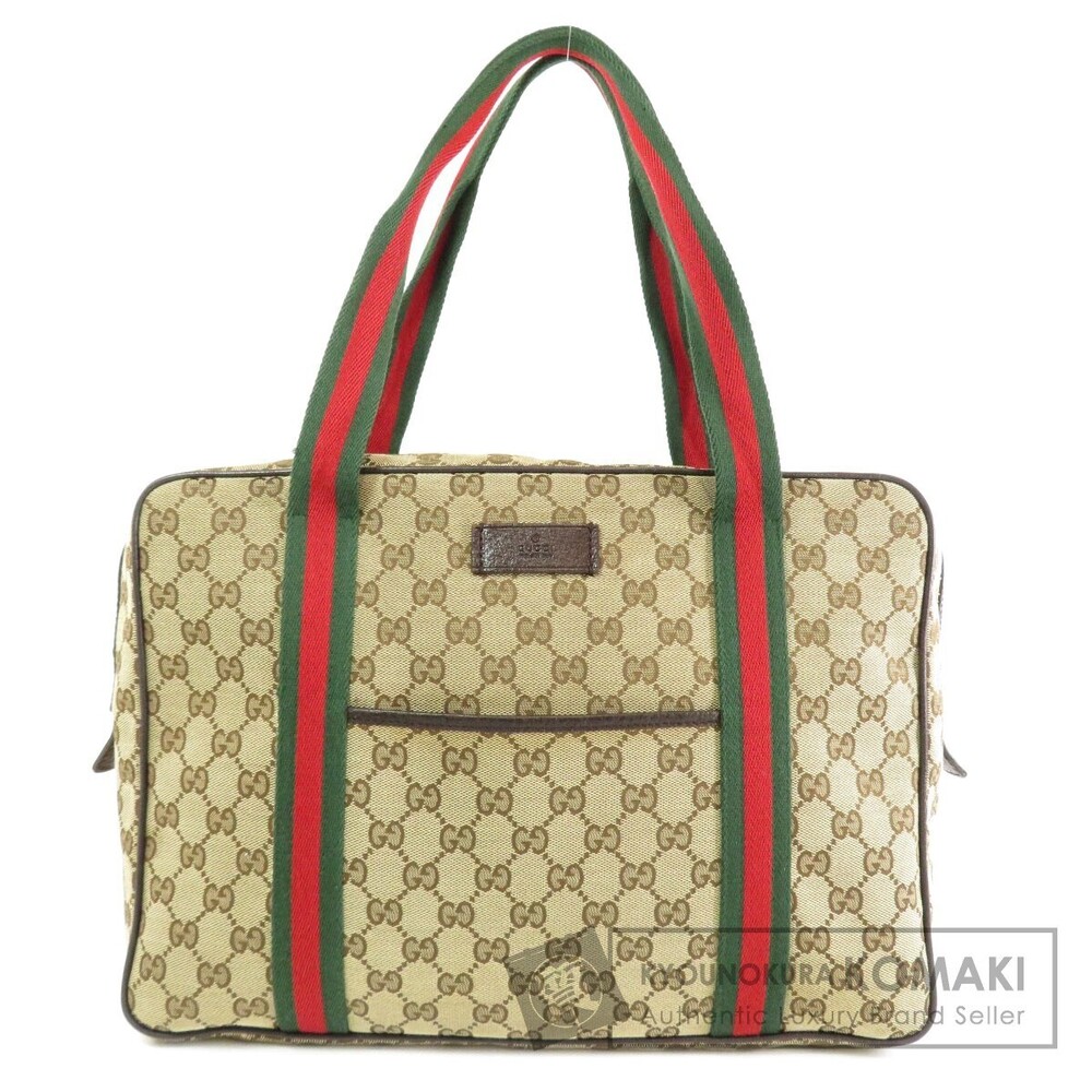 Gucci GG Canvas Sherry Line Tote Shoulder Bag Beige Brown